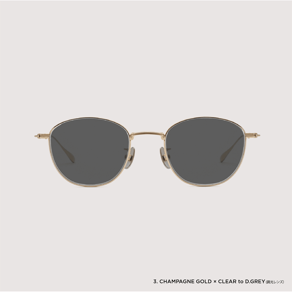 NOCHINO OPTICAL KOUGETSU #3 シャンパンゴールド KOUGETSU #3. CHAMPAGNE GOLD × CLEAR to D.GREY (調光) – NOCHINO OPTICAL