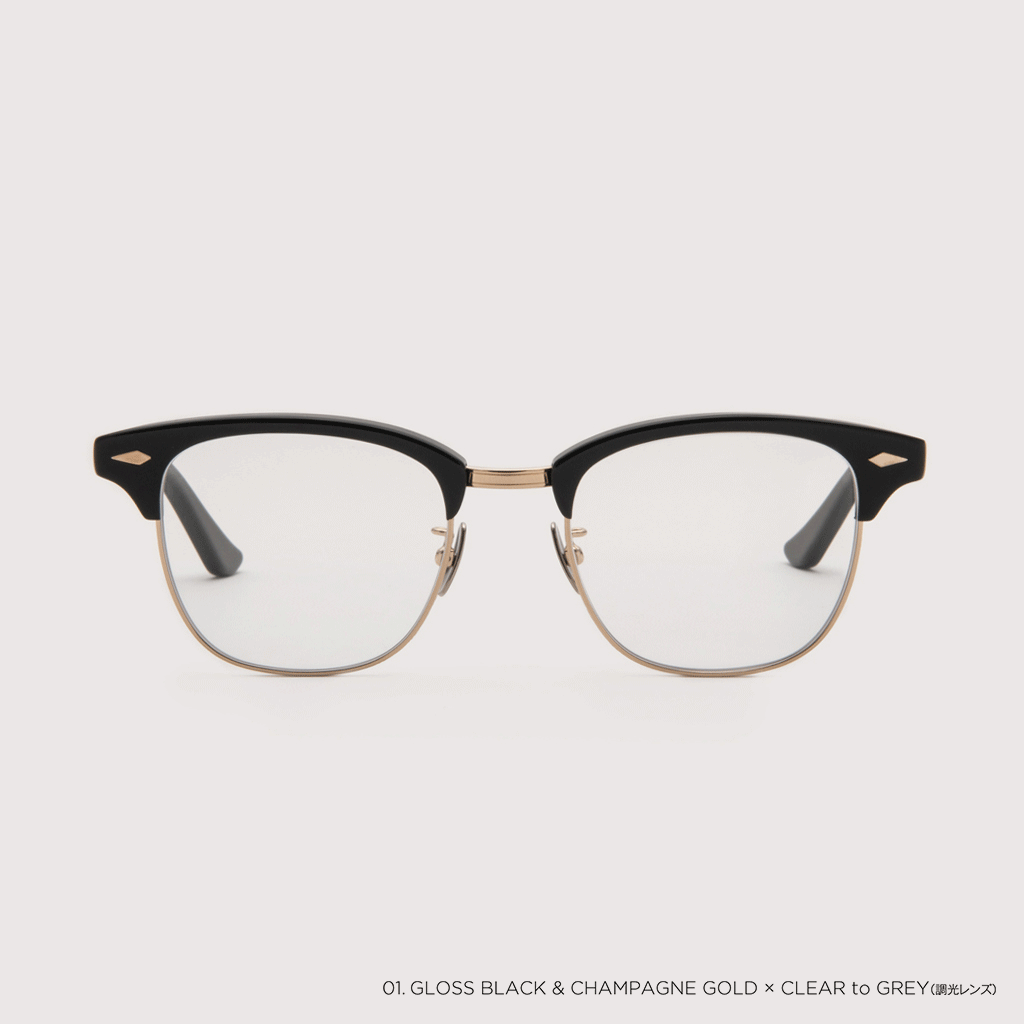 YUGEN #1. GLOSS BLACK & CHAMPAGNE GOLD × CLEAR to GREY (調光 YUGEN #1. GLOSS BLACK & CHAMPAGNE GOLD × CLEAR to GREY (調光