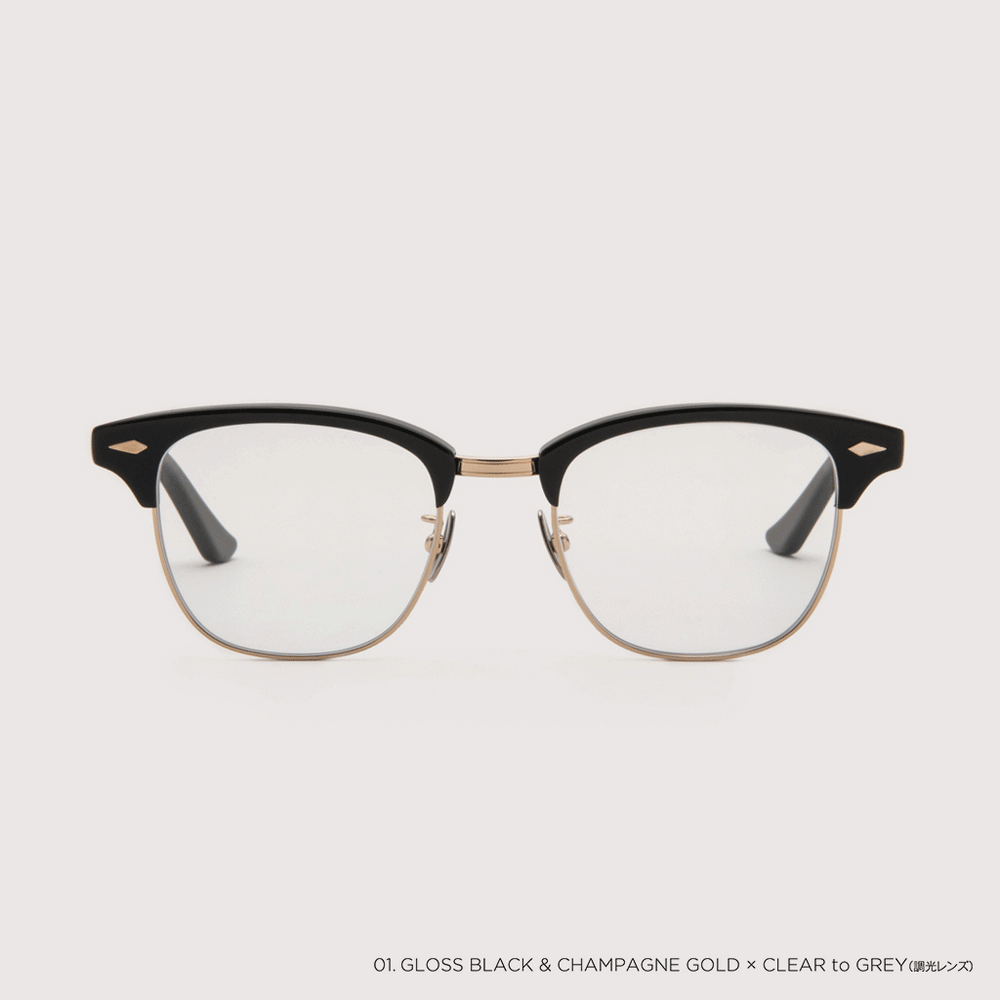 NOCHINO OPTICAL YUGEN サングラス YUGEN #1. GLOSS BLACK & CHAMPAGNE GOLD × CLEAR to GREY (調光